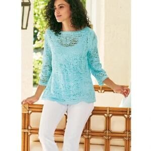 Soft Surroundings Light Blue Lace Blouse
